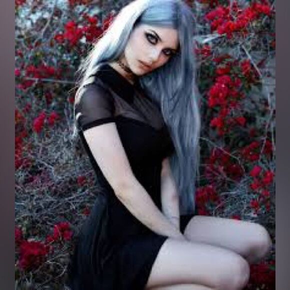 Killstar Goth Collar Sheer Dress, Size XSmall - Picture 2 of 16